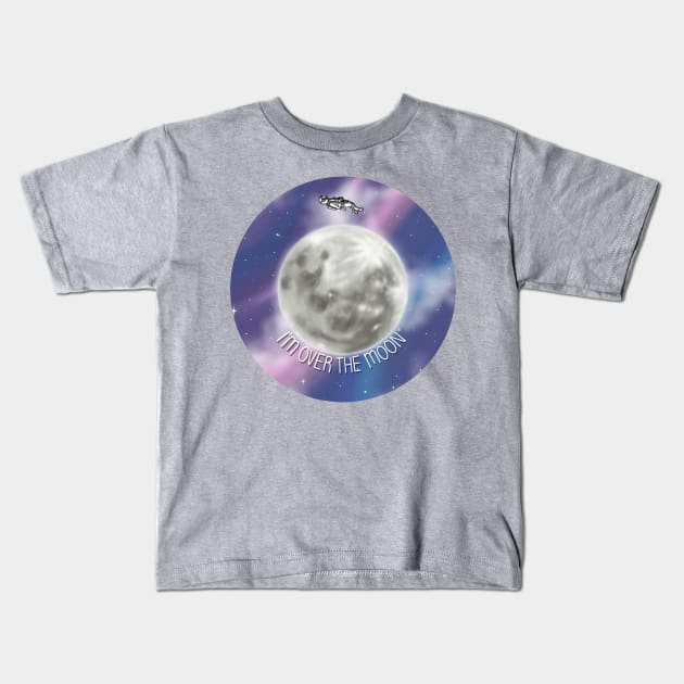 I'm over the moon...literally. Astronaut over the moon, Digital illustration Kids T-Shirt by AlmightyClaire